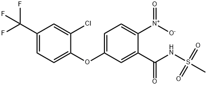 5-[2-クロロ-4-(トリフルオロメチル)フェノキシ]-N-(メチルスルホニル)-2-ニトロベンズアミド 化学構造式