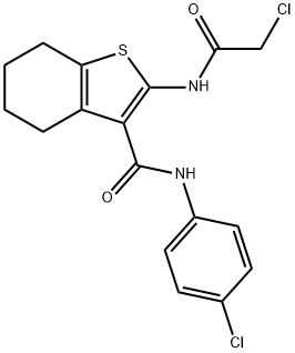 2-(2-Chloro-acetylamino)-4,5,6,7-tetrahydro-benzo[b]thiophene-3-carboxylic acid (4-chloro-phenyl)-amide 化学構造式