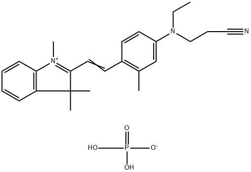2-[2-[4-[(2-cyanoethyl)ethylamino]-o-tolyl]vinyl]-1,3,3-trimethyl-3H-indolium dihydrogen phosphate 化学構造式