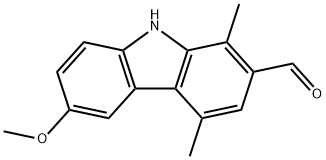 6-メトキシ-1,4-ジメチル-9H-カルバゾール-2-カルボアルデヒド 化学構造式