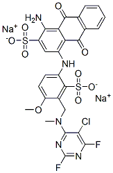 disodium 1-amino-4-[[3-[[(5-chloro-2,6-difluoro-4-pyrimidinyl)methylamino]methyl]-4-methoxysulphonatophenyl]amino]-9,10-dihydro-9,10-dioxoanthracene-2-sulphonate|