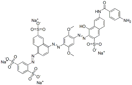 2-[[4-[[4-[[7-[(4-Aminobenzoyl)amino]-1-hydroxy-3-sulfo-2-naphthalenyl]azo]-2,5-dimethoxyphenyl]azo]-6-sulfo-1-naphthalenyl]azo]-1,4-benzenedisulfonic acid tetrasodium salt|