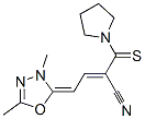 1-[2-cyano-4-(3,5-dimethyl-1,3,4-oxadiazol-2(3H)-ylidene)-1-thioxobut-2-enyl]pyrrolidine Struktur