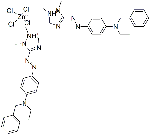bis[3-[[4-[benzylethylamino]phenyl]azo]-1,2-dimethyl-1H-1,2,4-triazolium] tetrachlorozincate(2-) 化学構造式