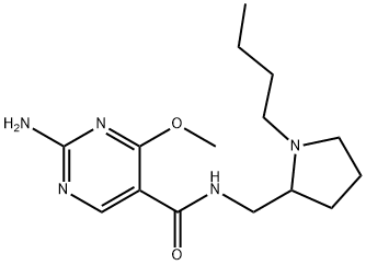 5-Pyrimidinecarboxamide, 2-amino-N-((1-butyl-2-pyrrolidinyl)methyl)-4- methoxy-,72412-49-8,结构式