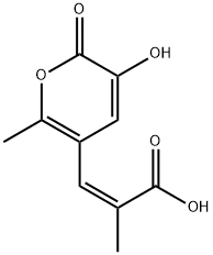 2-Propenoic acid, 3-(3-hydroxy-6-methyl-2-oxo-2H-pyran-5-yl)-2-methyl-, (2Z)- (9CI) Struktur