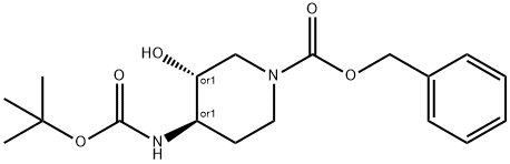 trans-4-[(tert-butoxycarbonyl)amino]-3-hydroxypiperidine-1-carboxylate Structure