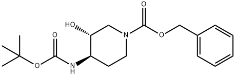 (3R,4R)-4-((叔丁氧羰基)氨基)-3-羟基哌啶-1-甲酸苄酯 结构式