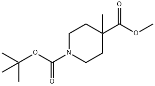 1,4-Piperidinedicarboxylic acid, 4-methyl-, 1-(1,1-dimethylethyl) 4-methyl ester 化学構造式