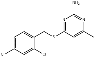 4-[(2,4-dichlorophenyl)methylsulfanyl]-6-methyl-pyrimidin-2-amine Struktur