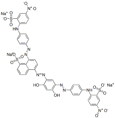 72496-92-5 trisodium 5-[[2,4-dihydroxy-5-[[4-[(4-nitro-2-sulphonatophenyl)amino]phenyl]azo]phenyl]azo]-8-[[4-[(4-nitro-2-sulphonatophenyl)amino]phenyl]azo]naphthalenesulphonate
