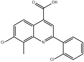 7-クロロ-2-(2-クロロフェニル)-8-メチルキノリン-4-カルボン酸 化学構造式