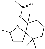 2,6,10,10-Tetramethyl-1-oxaspiro[4.5]decan-6-ol acetate Struktur