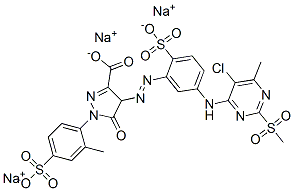 4-[[5-[[5-chloro-6-methyl-2-(methylsulphonyl)-4-pyrimidinyl]amino]-2-sulphophenyl]azo]-4,5-dihydro-1-(2-methyl-4-sulphophenyl)-5-oxo-1H-pyrazole-3-carboxylic acid, sodium salt|