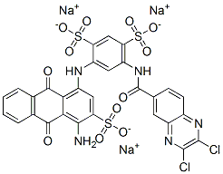 4-[[(4-Amino-9,10-dihydro-9,10-dioxo-3-sulfoanthracen)-1-yl]amino]-6-[[(2,3-dichloro-6-quinoxalinyl)carbonyl]amino]-1,3-benzenedisulfonic acid trisodium salt,72639-34-0,结构式