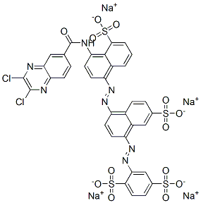 72639-37-3 1,4-Benzenedisulfonic acid, 2-[[4-[[4-[[(2,3-dichloro- 6-quinoxalinyl)carbonyl]amino]-5-sulfo-1-naphthalenyl ]azo]-7-sulfo-1-naphthalenyl]azo]-, tetrasodium salt