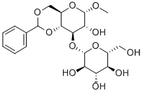 Methyl4,6-O-benzylidene-3-O-(b-D-glucopyranoside)-a-D-glucopyranoside 化学構造式