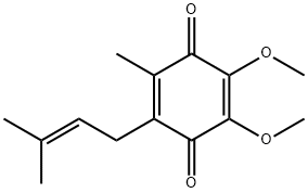 6-(3-メチル-2-ブテニル)-2,3-ジメトキシ-5-メチル-1,4-ベンゾキノン 化学構造式
