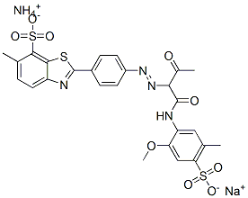 ammonium sodium 2-[4-[[1-[[(2-methoxy-5-methyl-4-sulphonatophenyl)amino]carbonyl]-2-oxopropyl]azo]phenyl]-6-methylbenzothiazole-7-sulphonate Structure