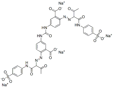 3,3'-(カルボニルジイミノ)ビス[6-[[2-オキソ-1-[[(4-スルホフェニル)アミノ]カルボニル]プロピル]アゾ]安息香酸]四ナトリウム 化学構造式
