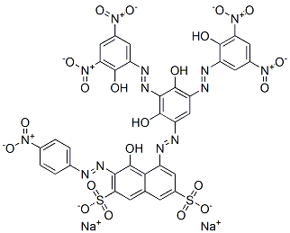 72765-45-8 5-[[2,4-Dihydroxy-3,5-bis[(2-hydroxy-3,5-dinitrophenyl)azo]phenyl]azo]-4-hydroxy-3-[(4-nitrophenyl)azo]-2,7-naphthalenedisulfonic acid disodium salt