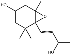 6-(3-ヒドロキシ-1-ブテニル)-1,5,5-トリメチル-7-オキサビシクロ[4.1.0]ヘプタン-3-オール 化学構造式