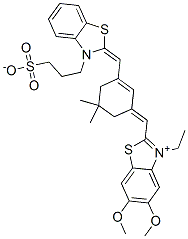 2-[[5,5-Dimethyl-3-[[3-(3-sulfonatopropyl)benzothiazol-2(3H)-ylidene]methyl]-2-cyclohexen-1-ylidene]methyl]-3-ethyl-5,6-dimethoxybenzothiazol-3-ium Structure