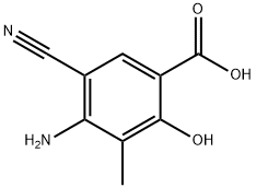 Benzoic acid, 4-amino-5-cyano-2-hydroxy-3-methyl- (9CI) Struktur