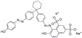 7-ヒドロキシ-8-[[4-[1-[4-[(4-ヒドロキシフェニル)アゾ]フェニル]シクロヘキシル]フェニル]アゾ]-1,3-ナフタレンジスルホン酸/カリウム/ナトリウム,(1:x:x) 化学構造式