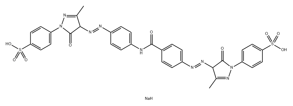 disodium p-[4-[[4-[[4-[[4,5-dihydro-3-methyl-5-oxo-1-(4-sulphonatophenyl)-1H-pyrazol-4-yl]azo]benzoyl]amino]phenyl]azo]-4,5-dihydro-3-methyl-5-oxo-1H-pyrazol-1-yl]benzenesulphonate 结构式