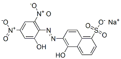 5-ヒドロキシ-6-[(2-ヒドロキシ-4,6-ジニトロフェニル)アゾ]-1-ナフタレンスルホン酸ナトリウム 化学構造式