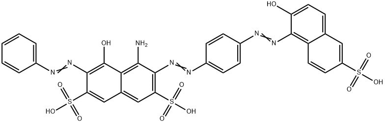 4-Amino-5-hydroxy-3-[[4-[(2-hydroxy-6-sulfonaphthalen-1-yl)azo]phenyl]azo]-6-(phenylazo)-2,7-naphthalenedisulfonic acid Structure