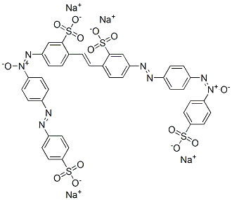 5-[[4-[(4-スルホフェニル)アゾ]フェニル]-ONN-アゾキシ]-2-[2-[2-スルホ-4-[[4-[(4-スルホフェニル)-ONN-アゾキシ]フェニル]アゾ]フェニル]エテニル]ベンゼンスルホン酸四ナトリウム 化学構造式