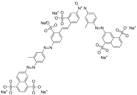 3-[[2-Methyl-4-[[4-[2-[4-[[3-methyl-4-[(5,8-disulfo-2-naphthalenyl)azo]phenyl]azo]-2-sulfophenyl]ethenyl]-3-sulfophenyl]-ONN-azoxy]phenyl]azo]-1,5-naphthalenedisulfonic acid hexasodium salt,72854-11-6,结构式