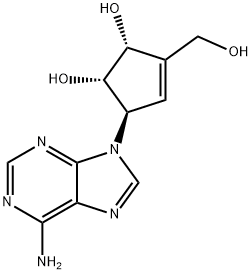 9-[(1R)-2α,3α-ジヒドロキシ-4-(ヒドロキシメチル)-4-シクロペンテン-1β-イル]-6-アミノ-9H-プリン 化学構造式