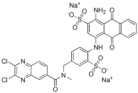 2-Anthracenesulfonic acid, 1-amino-4-[[4-[[[(2,3-dichloro- 6-quinoxalinyl)carbonyl]methylamino]methyl] -2-sulfophenyl]amino]-9,10-dihydro-9,10-dioxo-, sodium salt 结构式
