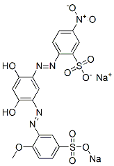 2',4'-Dihydroxy-5'-(2-methoxy-5-sodiooxysulfonylphenylazo)-4-nitroazobenzene-2-sulfonic acid sodium salt 结构式