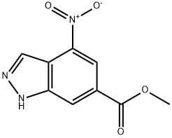 4-ニトロ-1H-インダゾール-6-カルボン酸メチル 化学構造式
