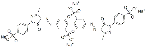 4,4'-二[[4,5-二氢-3-甲基-5-氧代-1-(4-磺基苯基)-1H-吡唑-4-基]偶氮]-[1,1'-联苯]-2,2'-二磺酸四钠盐 结构式