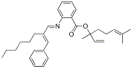 1,5-dimethyl-1-vinyl-4-hexenyl 2-[[2-(phenylmethylene)octylidene]amino]benzoate 结构式