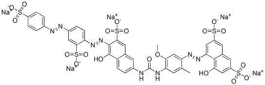 pentasodium 4-hydroxy-5-[[4-[[[[5-hydroxy-7-sulphonato-6-[[2-sulphonato-4-[(4-sulphonatophenyl)azo]phenyl]azo]-2-naphthyl]amino]carbonyl]amino]-5-methoxy-o-tolyl]azo]naphthalene-2,7-disulphonate|4-羟基-5-[[4-[[[[5-羟基-7-磺基-6-[[2-磺基-4-[(4-磺基苯基)偶氮]苯基]偶氮]-2-萘基]氨基]羰基]氨基]-5-甲氧基-2-甲基苯基]偶氮]-2,7-萘二磺酸五钾盐