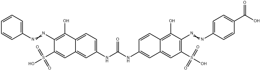 4-[[1-hydroxy-6-[[[[5-hydroxy-6-(phenylazo)-7-sulpho-2-naphthyl]amino]carbonyl]amino]-3-sulpho-2-naphthyl]azo]benzoic acid 结构式