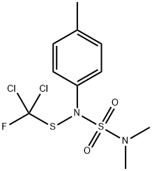 α,α-ジクロロ-N-[(ジメチルアミノ)スルホニル]-α-フルオロ-N-(4-メチルフェニル)メタンスルフェンアミド 化学構造式