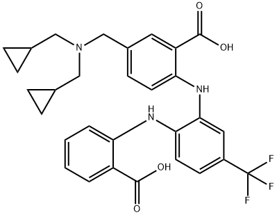 731771-20-3 Benzoic  acid,  5-[[bis(cyclopropylmethyl)amino]methyl]-2-[[2-[(2-carboxyphenyl)amino]-5-(trifluoromethyl)phenyl]amino]-