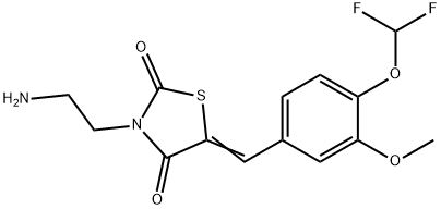 2,4-Thiazolidinedione, 3-(2-aminoethyl)-5-[[4-(difluoromethoxy)-3-methoxyphenyl]methylene]- Struktur