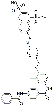 7-[[4-[[4-[[4-(Benzoylamino)benzoyl]amino]-2-methylphenyl]azo]-2-methylphenyl]azo]-1,3-naphthalenedisulfonic acid Struktur