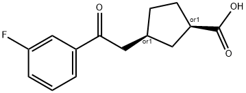 CIS-3-[2-(3-フルオロフェニル)-2-オキソエチル]シクロペンタン-1-カルボン酸 化学構造式