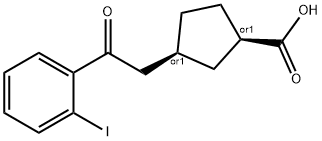 CIS-3-[2-(2-ヨードフェニル)-2-オキソエチル]シクロペンタン-1-カルボン酸 化学構造式
