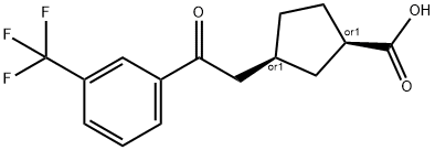 CIS-3-[2-オキソ-2-(3-トリフルオロメチルフェニル)エチル]シクロペンタン-1-カルボン酸 化学構造式