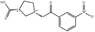 (1S,3R)-3-(2-(3-硝基苯基)-2-氧乙基)环戊烷-1-羧酸, 733740-49-3, 结构式